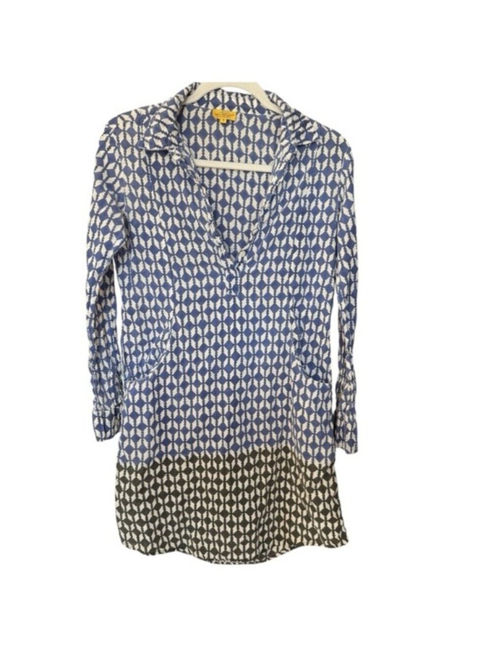 Roberta Roller Rabbit Cotton Blue, White, & Black Geometric Patterned Tunic Sz S